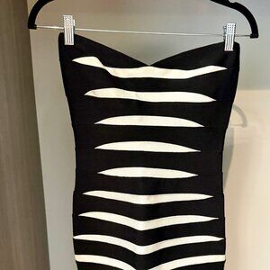Herve Leger Black and White Bandage Dress, Size 4